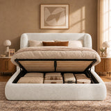 YECHEN Cloud Bed Frame - Modern Water-Resistant Bouclé Upholstered Platform Bed, Tool-Free Assembly, No Box Spring Needed