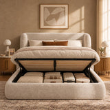 YECHEN Cloud Bed Frame - Modern Water-Resistant Bouclé Upholstered Platform Bed, Tool-Free Assembly, No Box Spring Needed