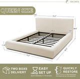 Cloud Bed Frame | Removable Washable Headboard | Boucle Upholstered Platform Bed | Queen & King