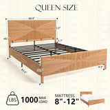 Yechen Home Hand-Woven Rattan Bed with Vintage Headboard