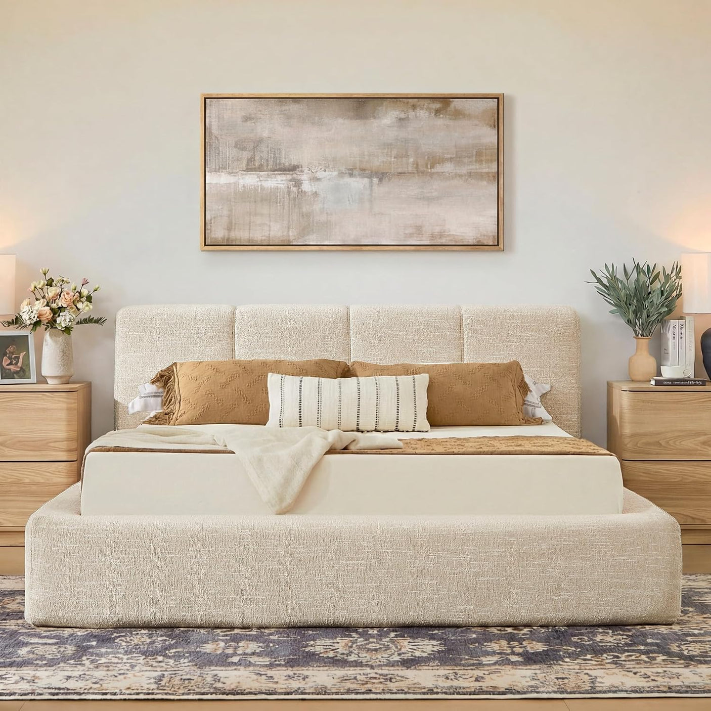 YECHEN Cloud Platform Bed – 20-Min Tool-Free Assembly, CULP® Performance Fabric & Stain-Resistant Cloud Frame