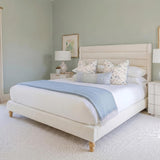 Yechen Cloud Bed Frame (Full/Queen), Boucle Upholstered Bedframe with Wavy Headboard, Wooden Platform Bed Frame with Solid Wood Legs, Soft Rounded Footboard, No Box Spring Needed, Easy Assembly, Beige