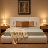 Cloud Bed Frame | Ribbed Chenille Upholstered Bed | 5.9" Padded Headboard – Queen & King