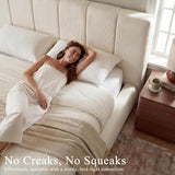 Cloud Bed Frame | Removable Washable Headboard | Boucle Upholstered Platform Bed | Queen & King