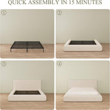 Cloud Bed Frame | Removable Washable Headboard | Boucle Upholstered Platform Bed | Queen & King