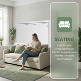 66.5"H Horizontal Murphy Cabinet Bed with Folding Sofa
