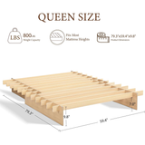 Solid Wood Platform Bed Frame | Natural Oak, Tool-Free Assembly, Queen & King