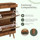 Rattan Entryway Shoe Cabinet – Natural Oak & Hand-Woven Elegance
