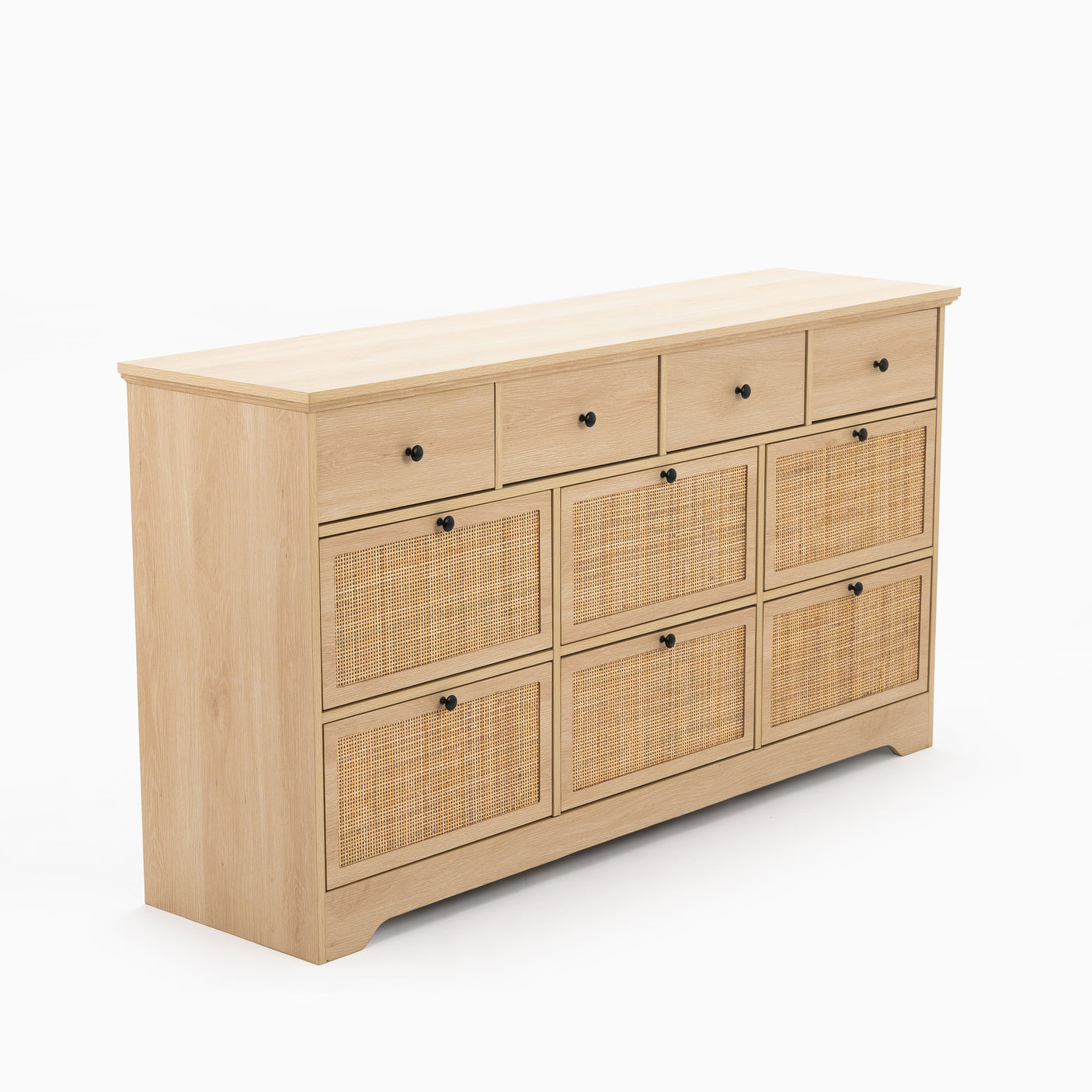 59" Natural Rattan 9 Drawer Dresser - Handwoven Rattan Storage Cabinet