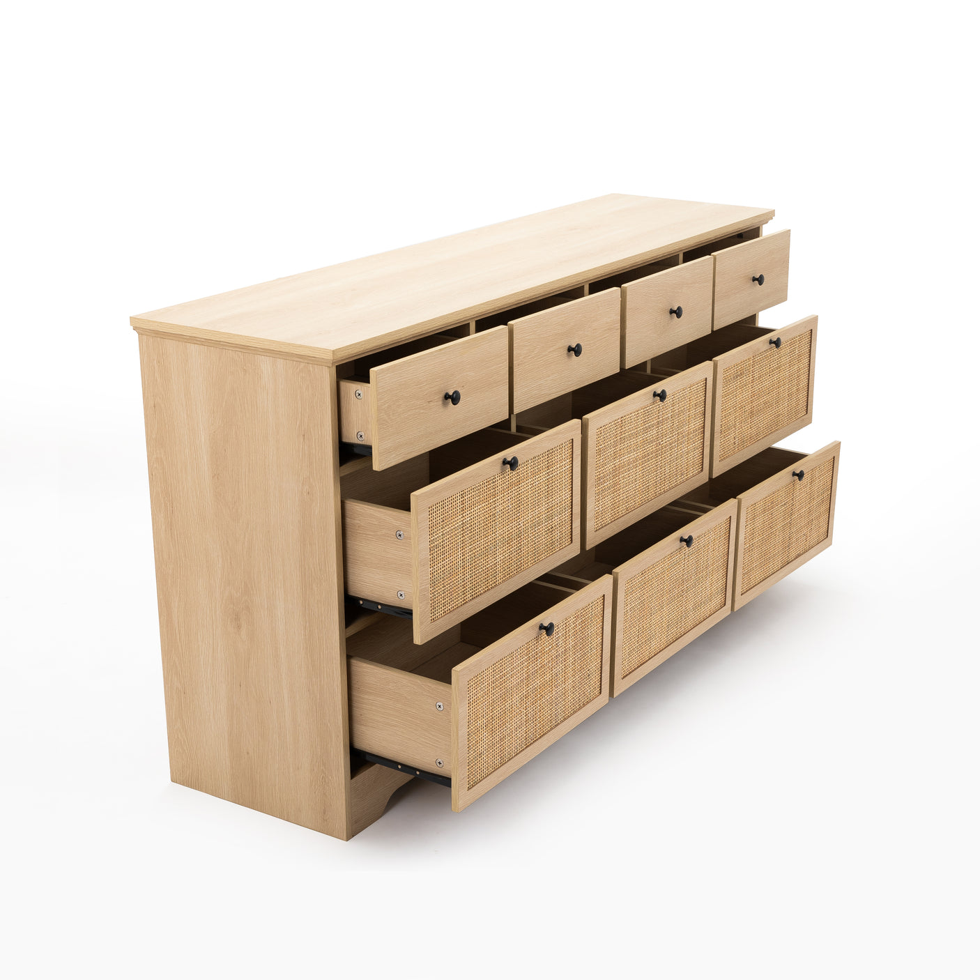 59" Natural Rattan 9 Drawer Dresser - Handwoven Rattan Storage Cabinet