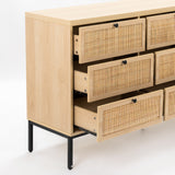 59" Natural Rattan 9 Drawer Dresser - Handwoven Rattan Storage Cabinet