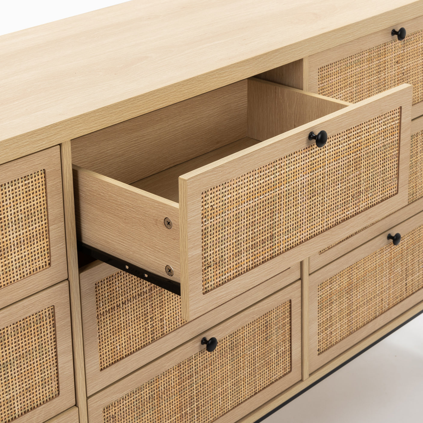 59" Natural Rattan 9 Drawer Dresser - Handwoven Rattan Storage Cabinet
