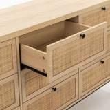 59" Natural Rattan 9 Drawer Dresser - Handwoven Rattan Storage Cabinet