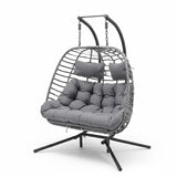 Double Egg Swing Chair with Stand for Outdoor