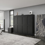 Queen Horizontal Murphy Bed with Folding Cabinet – Black