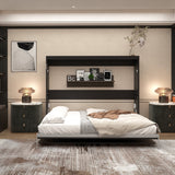 Queen Horizontal Murphy Bed with Desk – Black