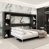 Queen Horizontal Murphy Bed with Desk & Storage – Black