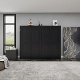 Queen Horizontal Murphy Bed with Folding Cabinet – Black
