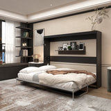 Queen Horizontal Murphy Bed with Desk – Black