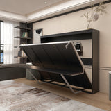 Queen Horizontal Murphy Bed with Desk – Black