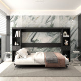 Queen Horizontal Murphy Bed with Desk & Storage – Black