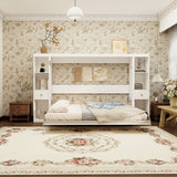 Queen Horizontal Murphy Bed with Storage Cabinets – White