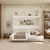 Queen Horizontal Murphy Bed with Desk – White