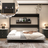 Queen Horizontal Murphy Bed with Desk – Black