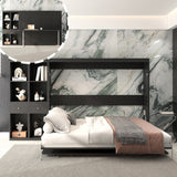 Queen Horizontal Murphy Bed with Desk & Storage – Black