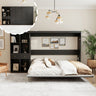 Queen Horizontal Murphy Bed with Storage Cabinets – Black