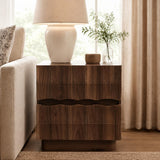 Sculpted 3D Grid Nightstand with Charging Station, 2 Drawers | Yechen 10
