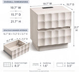 Sculpted 3D Grid Nightstand with Charging Station, 2 Drawers | Yechen 3