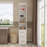 Slim Side Storage Cabinet with 3 Drawers, White – 15.75 x 85.04 Inch
