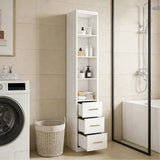 Slim Side Storage Cabinet with 3 Drawers, White – 15.75 x 85.04 Inch