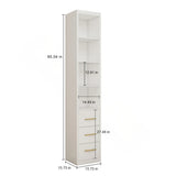Slim Side Storage Cabinet with 3 Drawers, White – 15.75 x 85.04 Inch