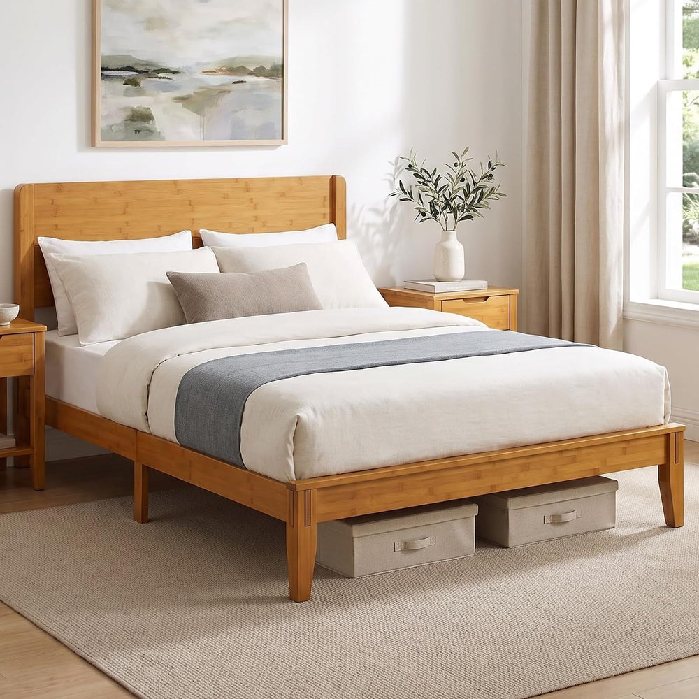 Solid Bamboo Platform Bed with Headboard – Japanese Joinery 10
