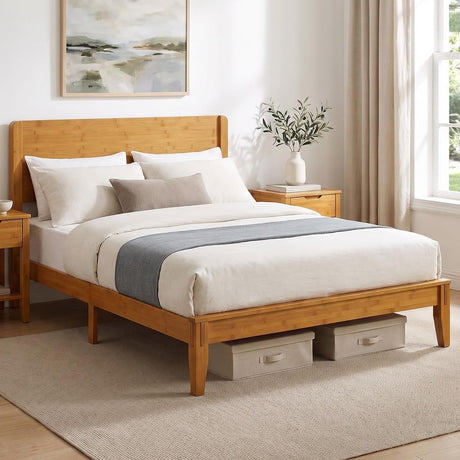 Solid Bamboo Platform Bed with Headboard – Japanese Joinery 10