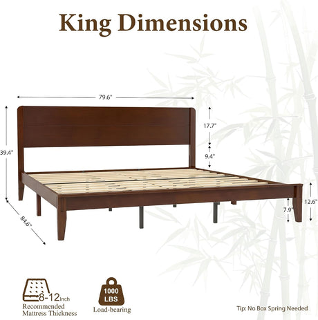 Solid Bamboo Platform Bed with Headboard – Japanese Joinery 13