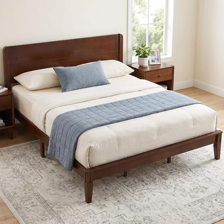 Solid Bamboo Platform Bed with Headboard – Japanese Joinery 14