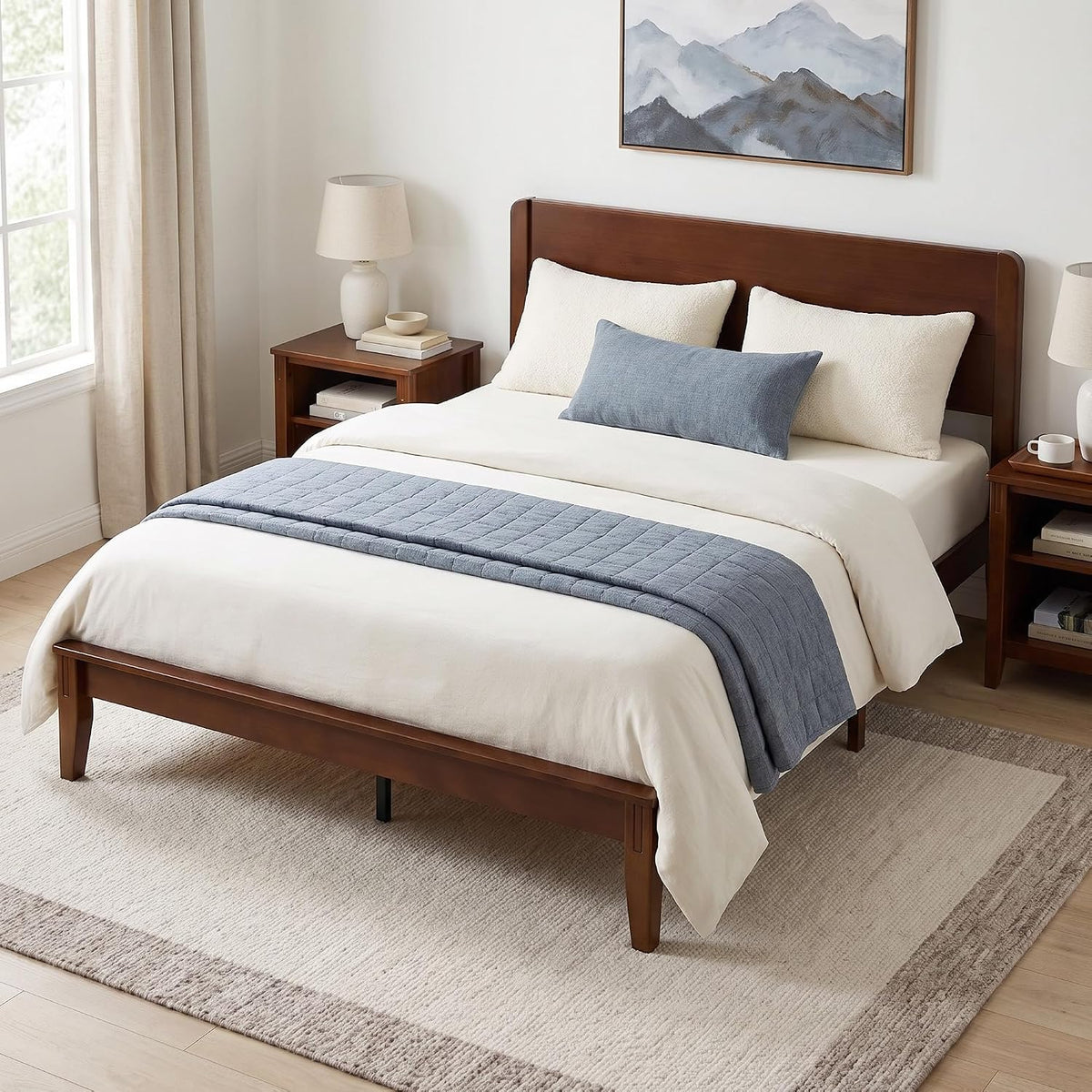 Solid Bamboo Platform Bed with Headboard – Japanese Joinery 21