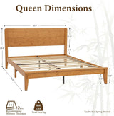 Solid Bamboo Platform Bed with Headboard – Japanese Joinery 5