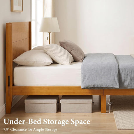 Solid Bamboo Platform Bed with Headboard – Japanese Joinery 7