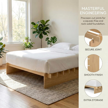 Solid Oak Platform Bed Frame 5