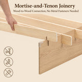 Solid Wood Platform Bed Frame | Natural Oak, Tool-Free Asse mbly, Queen & King  5
