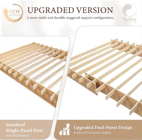 Solid Wood Platform Bed Frame | Natural Oak, Tool-Free Asse mbly, Queen & King  6