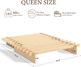 Solid Wood Platform Bed Frame | Natural Oak, Tool-Free Asse mbly, Queen & King queen size
