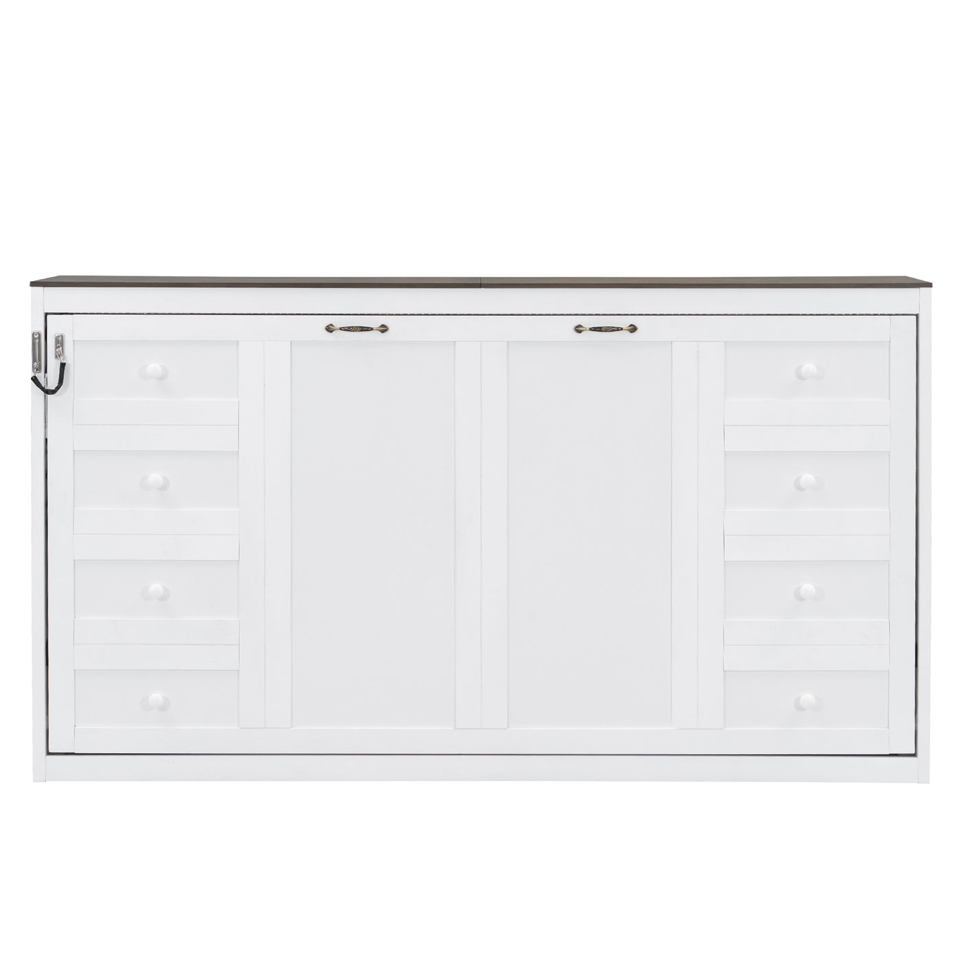 Twin Size Murphy Bed with LED Lights, Foldable Wall Bed Frame