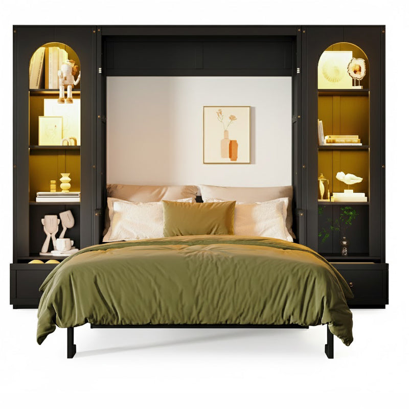 88"H Queen Size Murphy Platform Bed with Shelf