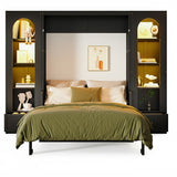 88"H Queen Size Murphy Platform Bed with Shelf