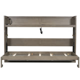 XL Size Murphy Bed with Desk,LED Light and USB Charging Station